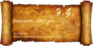 Hanusch Géza névjegykártya
